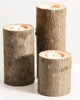 Tree Branch Candle Holders Set Of 3 Heights Rustic Wood Candle Holders Tree Bark Wooden Candle Holders