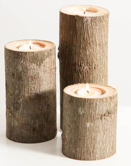 Tree Branch Candle Holders Set Of 3 Heights Rustic Wood Candle Holders Tree Bark Wooden Candle Holders